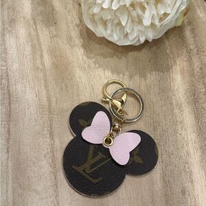 🎀 Minnie Keychain Upcycled with Authentic Canvas